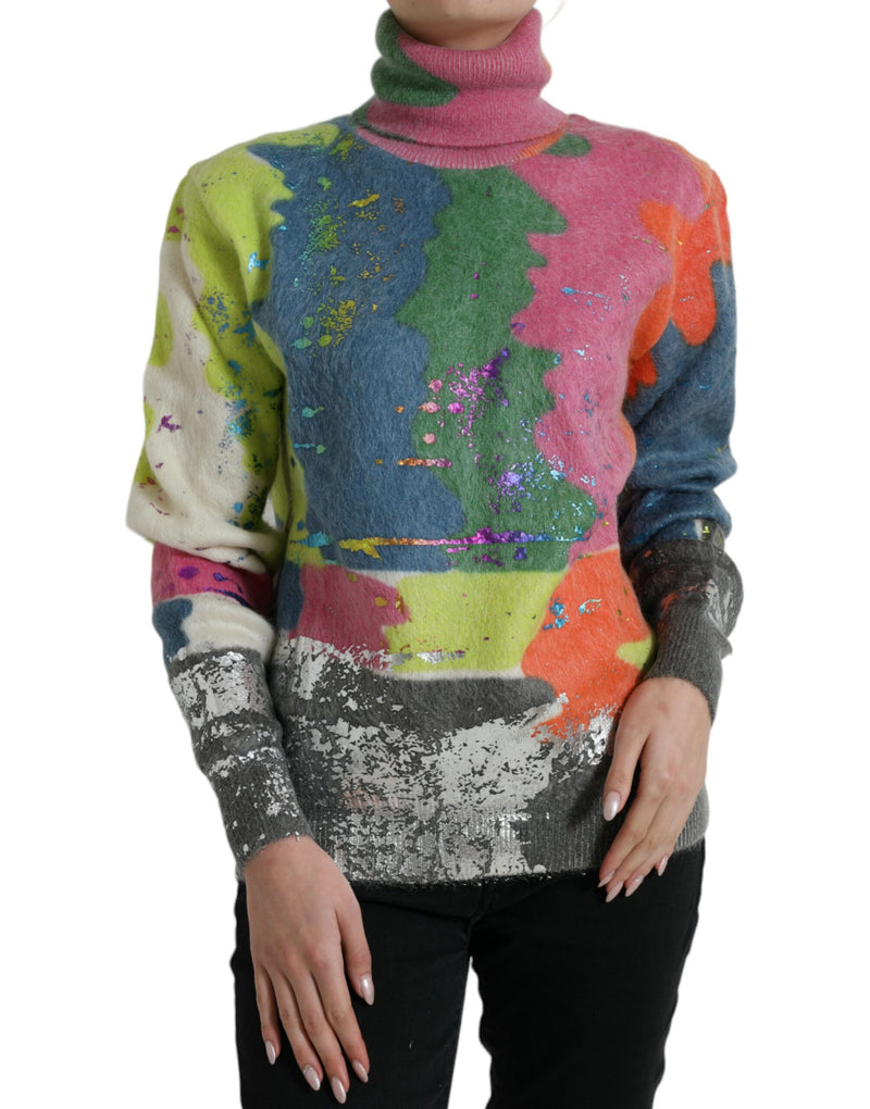 Multicolor Mohair Turtleneck Casual Sweater Dolce & Gabbana