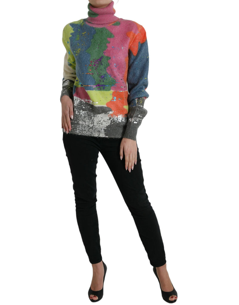 Multicolor Mohair Turtleneck Casual Sweater Dolce & Gabbana