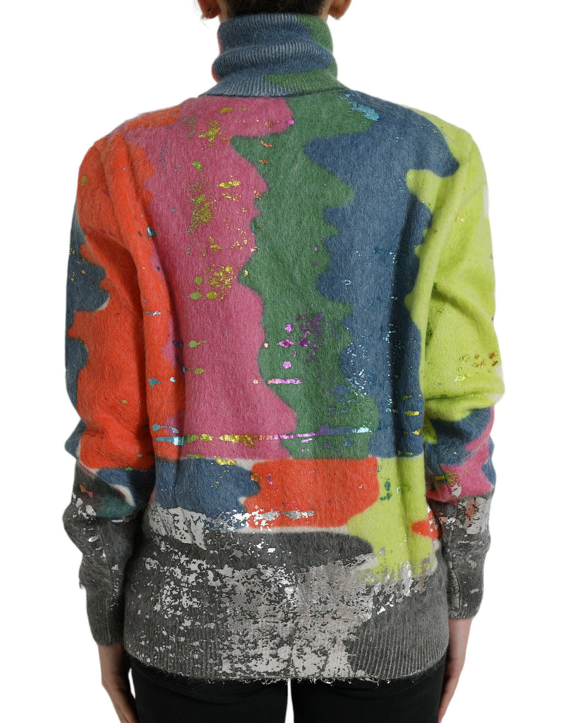 Multicolor Mohair Turtleneck Casual Sweater Dolce & Gabbana