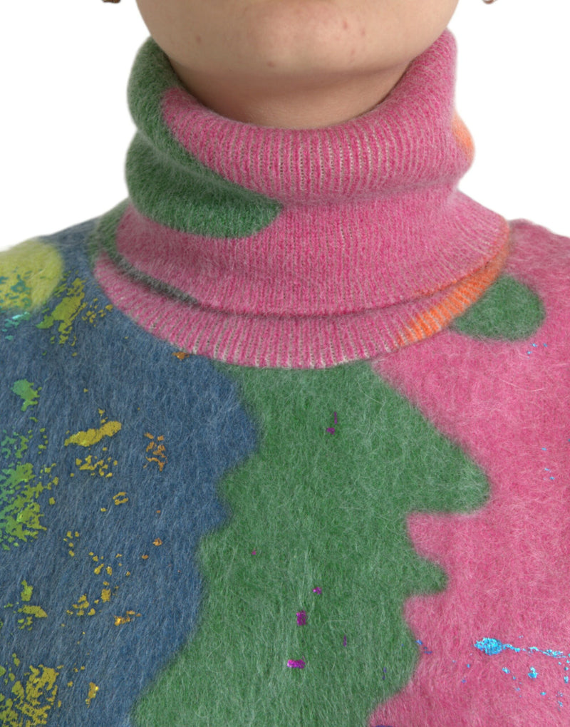 Multicolor Mohair Turtleneck Casual Sweater Dolce & Gabbana