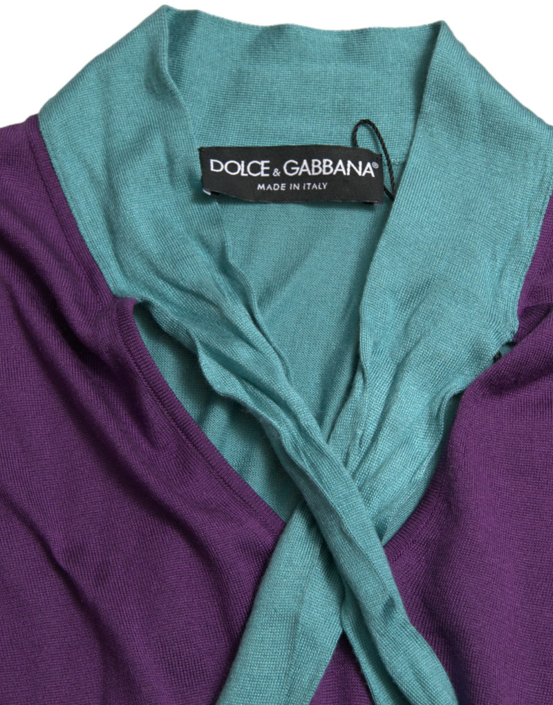 Multicolor Silk Pussy-bow Sweater Dolce & Gabbana