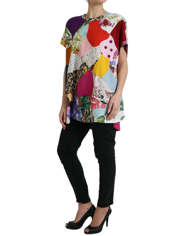 Multicolor Cotton Silk Patchwork Blouse Dolce & Gabbana