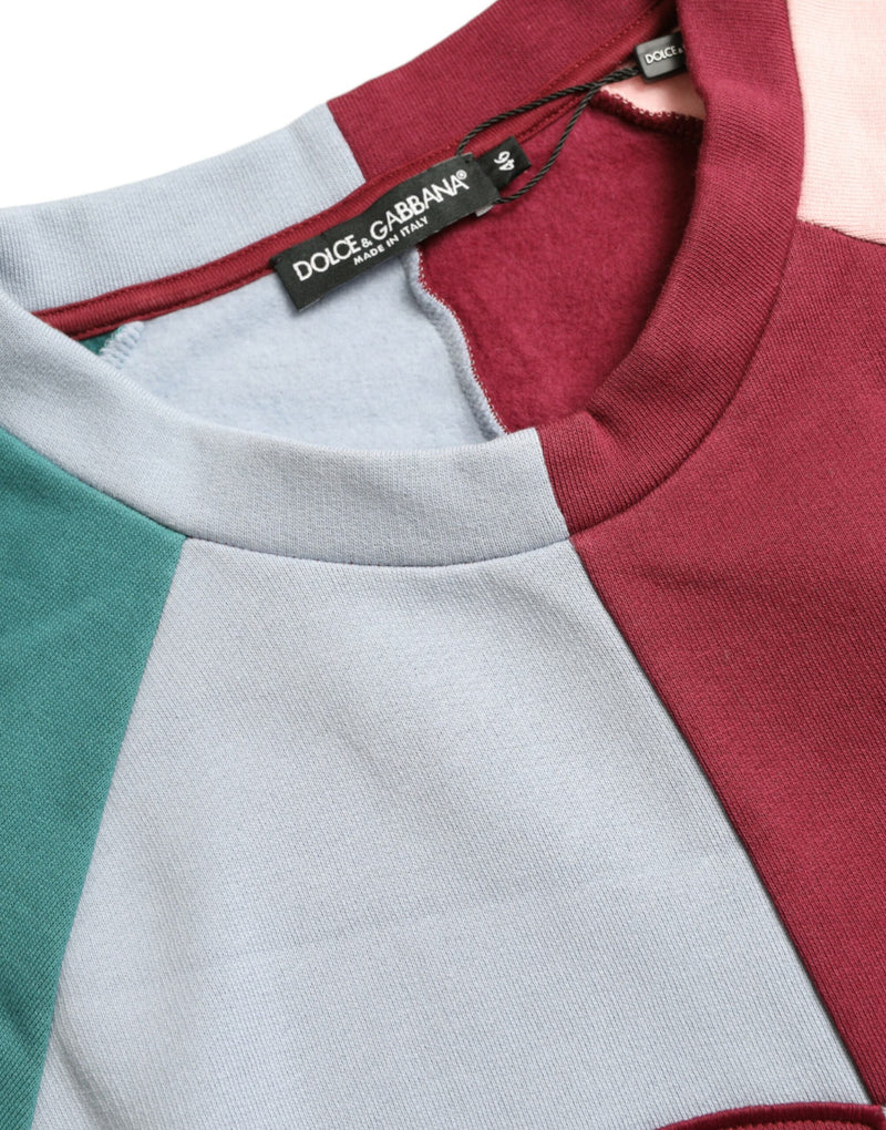 Multicolor Cotton Crew Neck Sweater Dolce & Gabbana