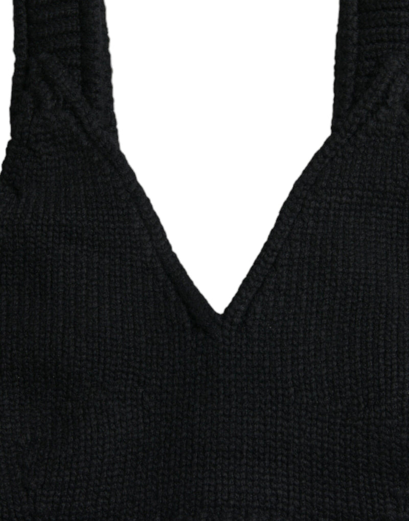 Elegant Black Cashmere Bustier Crop Top Dolce & Gabbana