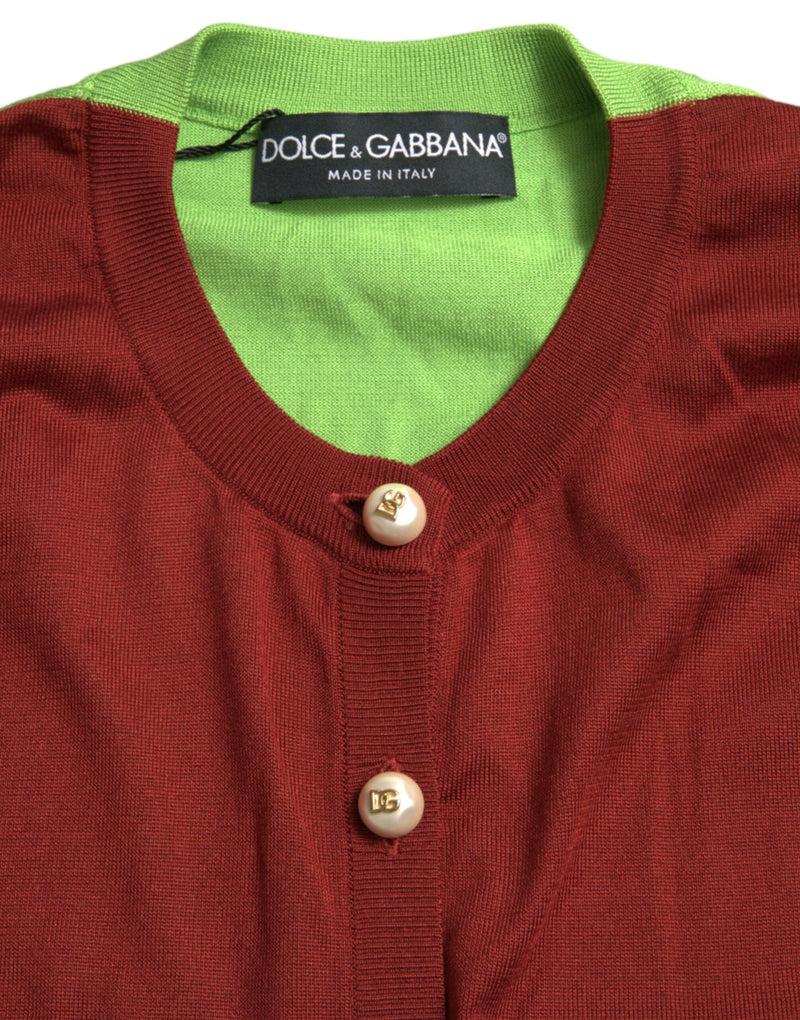 Elegant Silk Cardigan Sweater in Vibrant Tones Dolce & Gabbana