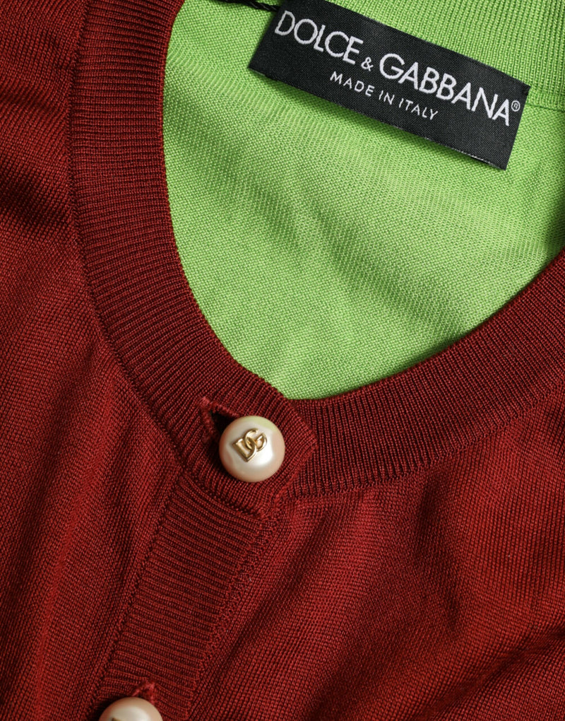 Elegant Silk Cardigan Sweater in Vibrant Tones Dolce & Gabbana