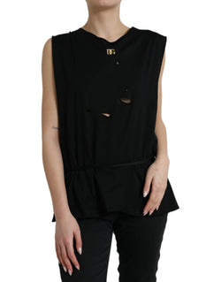 Elegant Black Round Neck Tank Top Dolce & Gabbana