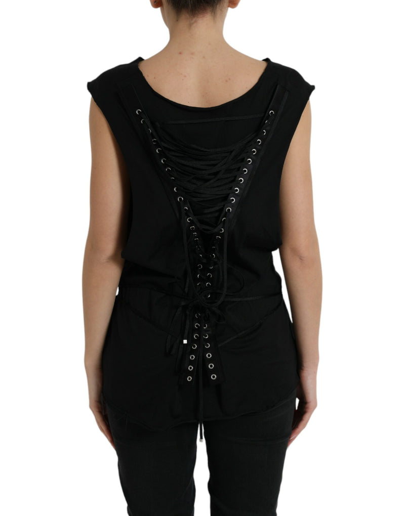 Elegant Black Round Neck Tank Top Dolce & Gabbana