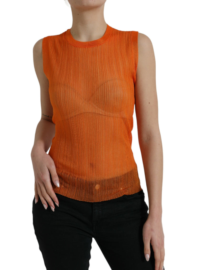 Chic Orange Crew Neck Tank Top Dolce & Gabbana