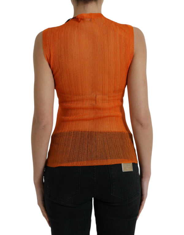 Chic Orange Crew Neck Tank Top Dolce & Gabbana