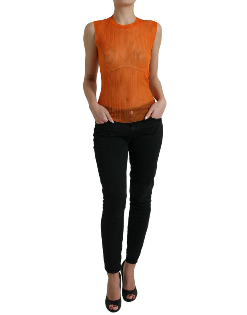 Chic Orange Crew Neck Tank Top Dolce & Gabbana