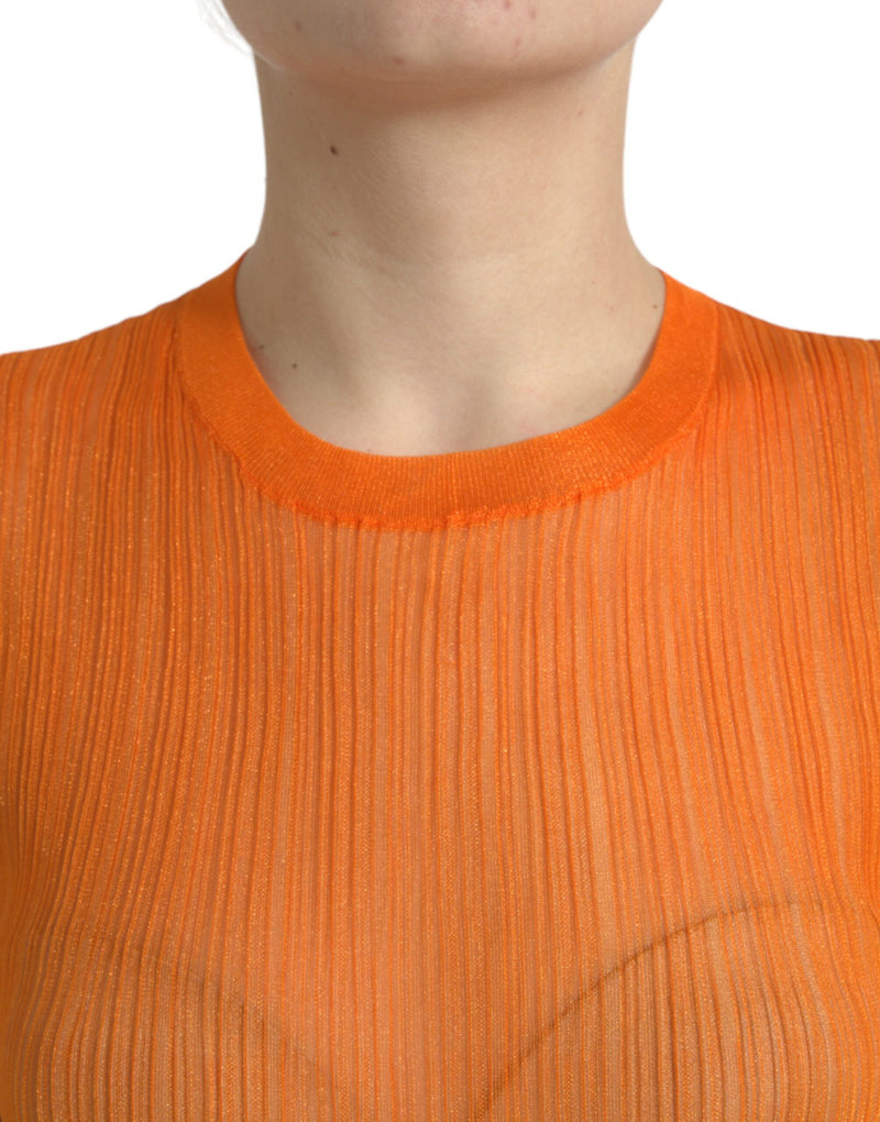 Chic Orange Crew Neck Tank Top Dolce & Gabbana