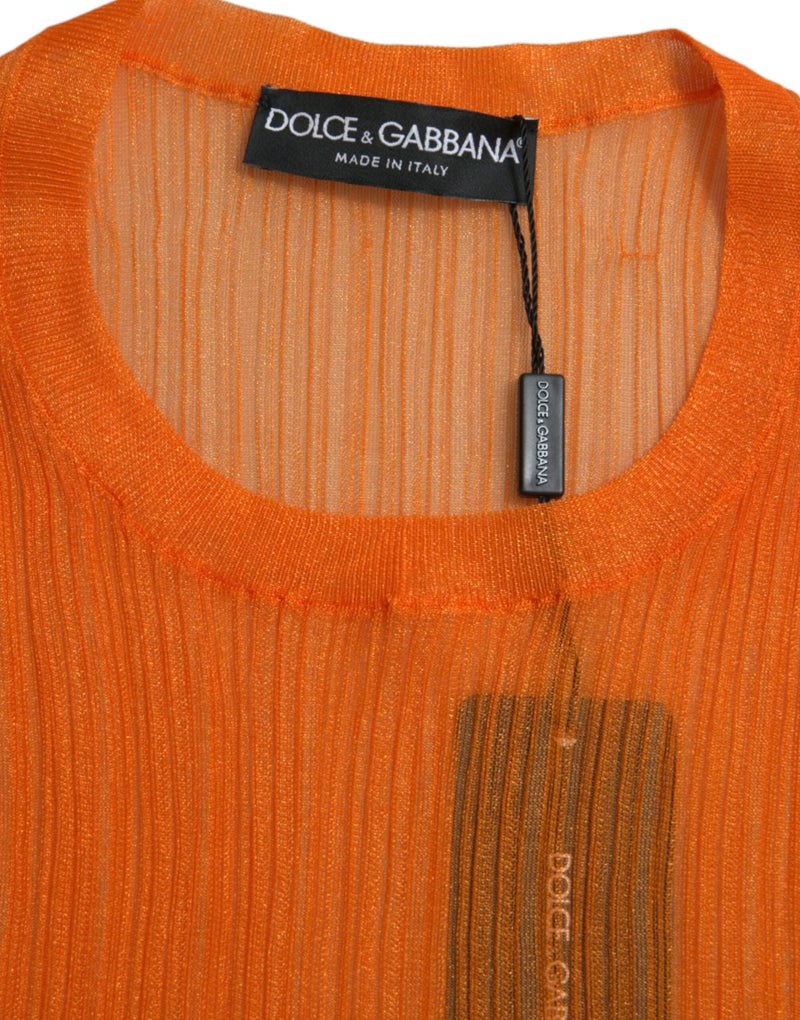 Chic Orange Crew Neck Tank Top Dolce & Gabbana