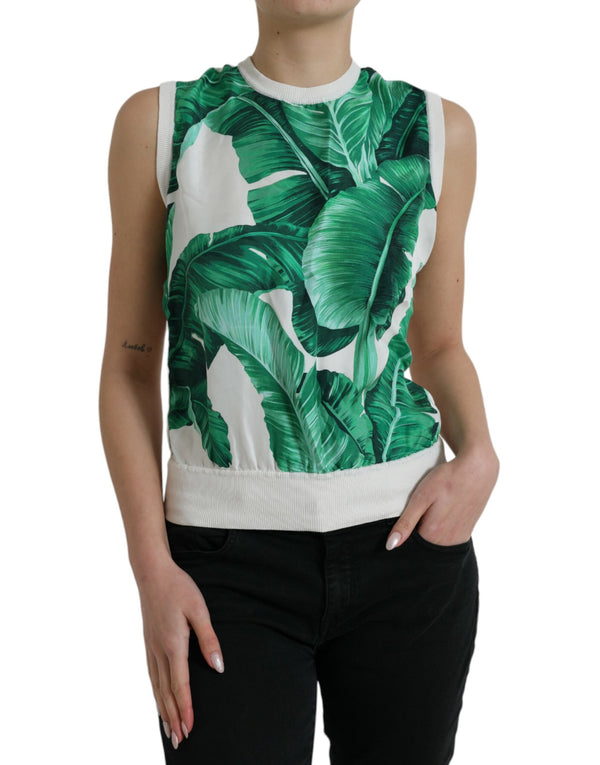 Silk Banana Leaf Print Tank Top Dolce & Gabbana