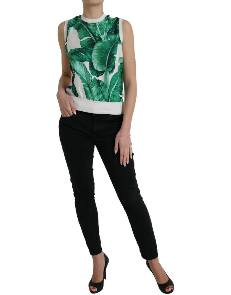 Silk Banana Leaf Print Tank Top Dolce & Gabbana