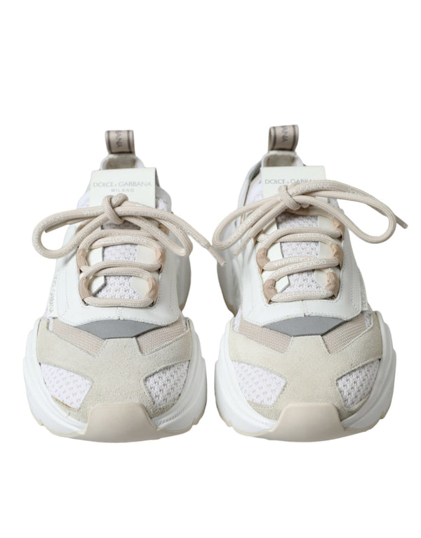 Beige White Daymaster Low Top Leather Sneakers Shoes Dolce & Gabbana