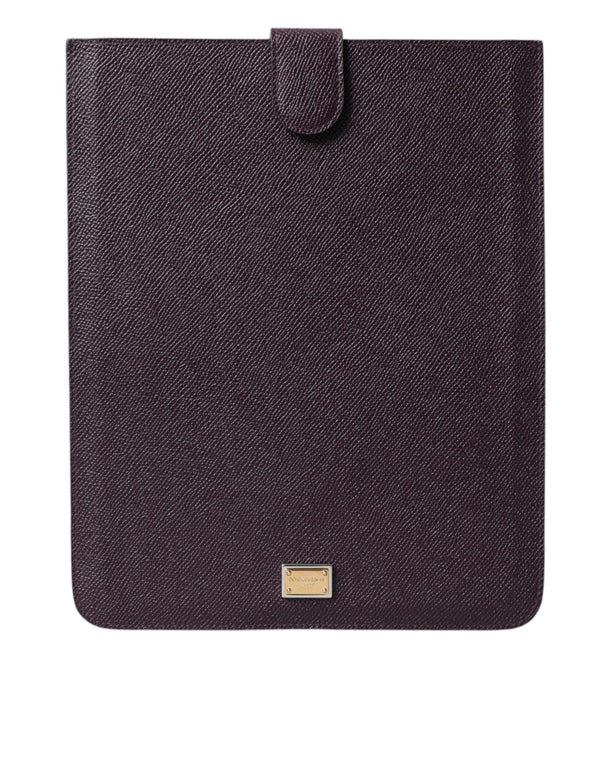 Elegant Leather Tablet Pouch in Rich Brown Dolce & Gabbana