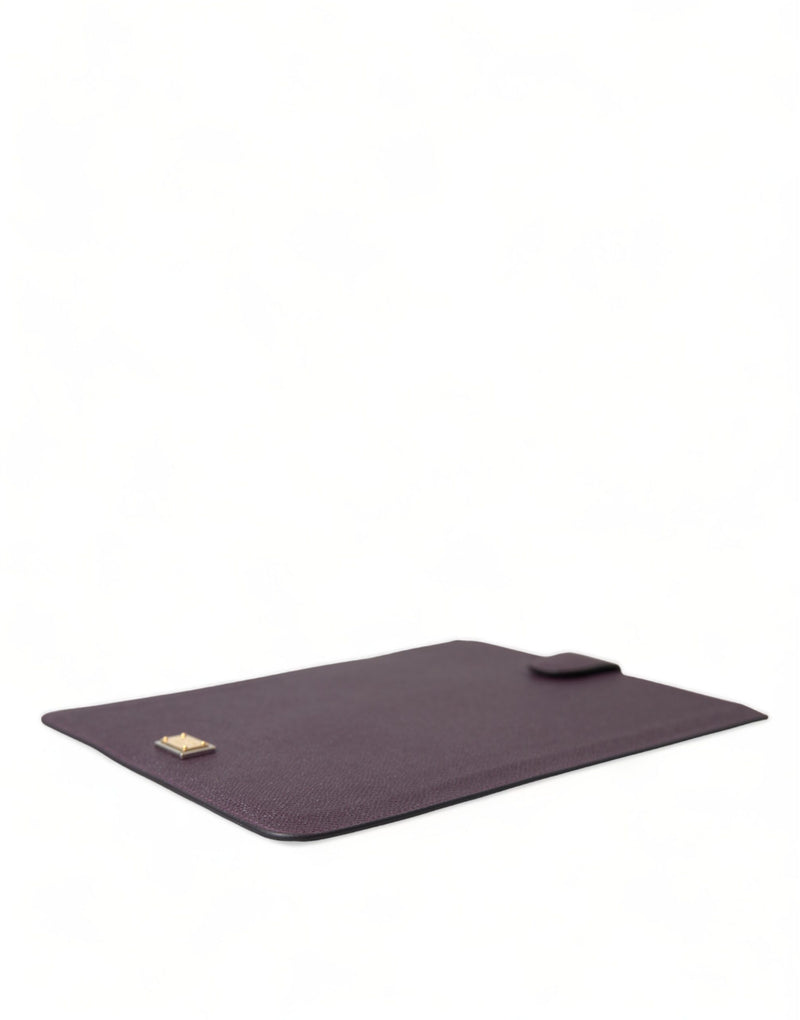 Elegant Leather Tablet Pouch in Rich Brown Dolce & Gabbana