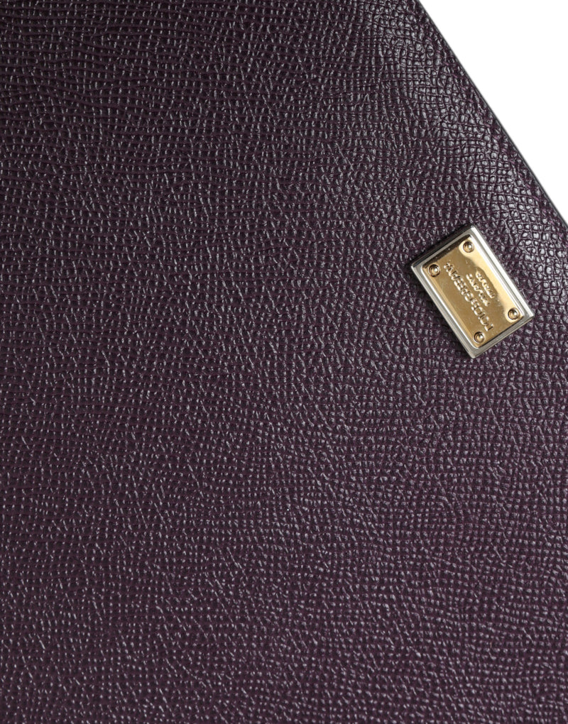 Elegant Leather Tablet Pouch in Rich Brown Dolce & Gabbana