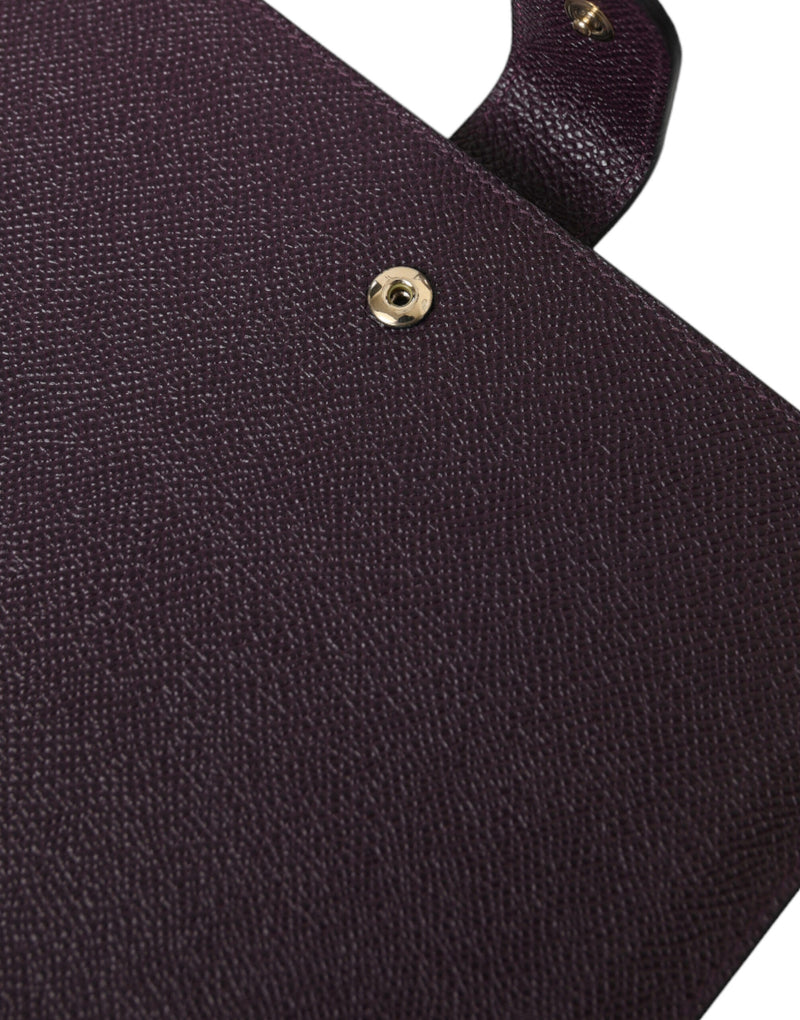 Elegant Leather Tablet Pouch in Rich Brown Dolce & Gabbana