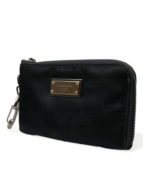 Elite Black Nylon & Leather Pouch with Logo Detail Dolce & Gabbana