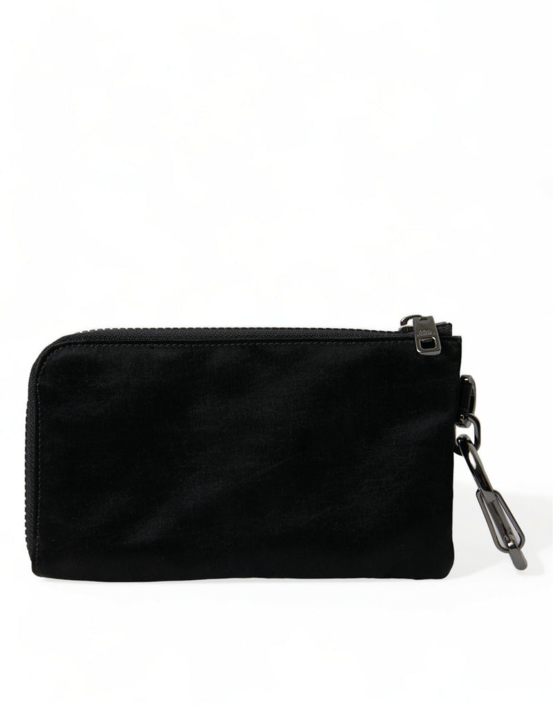 Elite Black Nylon & Leather Pouch with Logo Detail Dolce & Gabbana