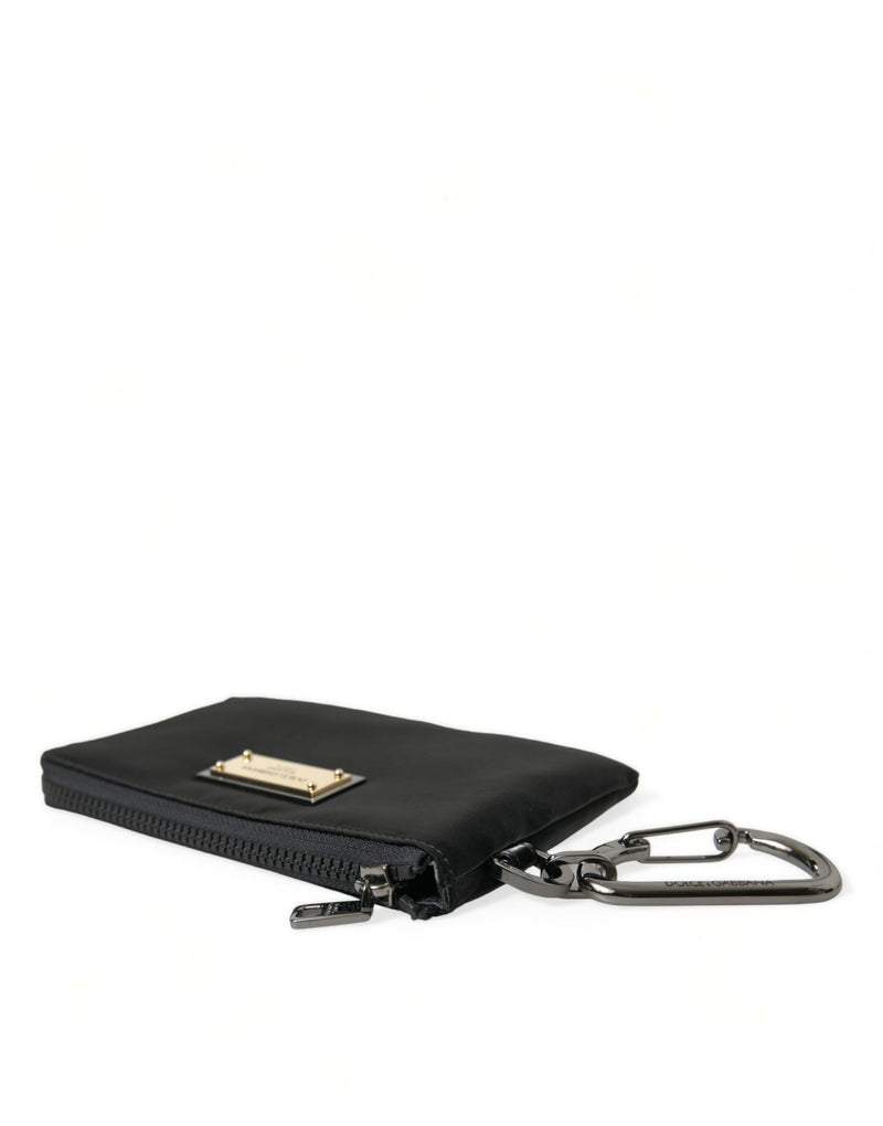 Elite Black Nylon & Leather Pouch with Logo Detail Dolce & Gabbana