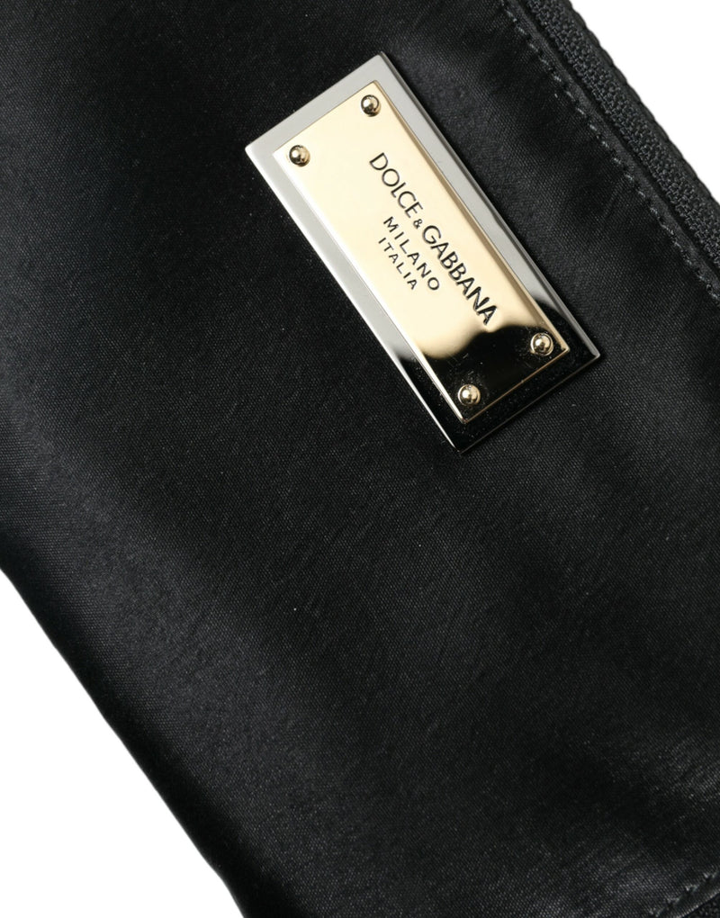 Elite Black Nylon & Leather Pouch with Logo Detail Dolce & Gabbana