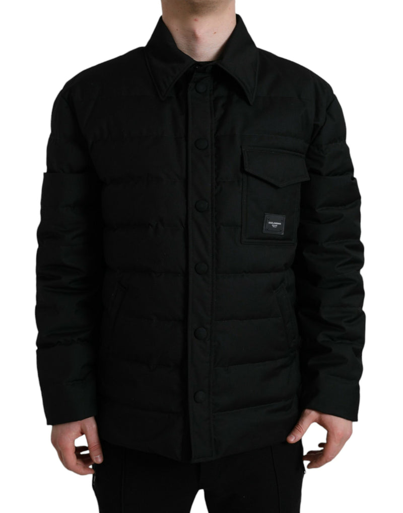 Elegant Black Padded Parka Jacket Dolce & Gabbana