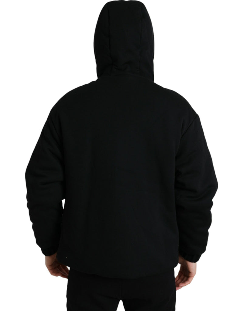 Elegant Black Bomber Jacket with Hood Dolce & Gabbana