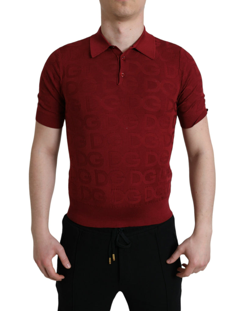 Elegant Silk Maroon Polo T-Shirt Dolce & Gabbana