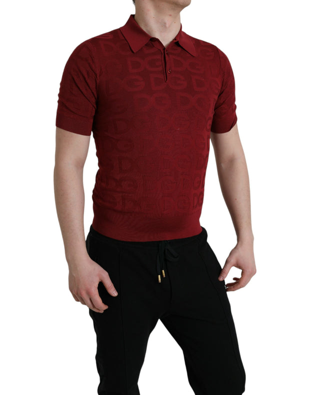 Elegant Silk Maroon Polo T-Shirt Dolce & Gabbana