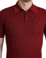 Elegant Silk Maroon Polo T-Shirt Dolce & Gabbana