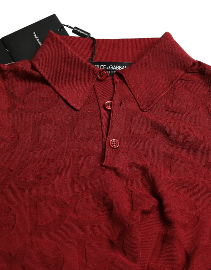 Elegant Silk Maroon Polo T-Shirt Dolce & Gabbana