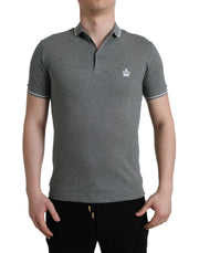 Elegant Grey Cotton Polo T-Shirt Dolce & Gabbana