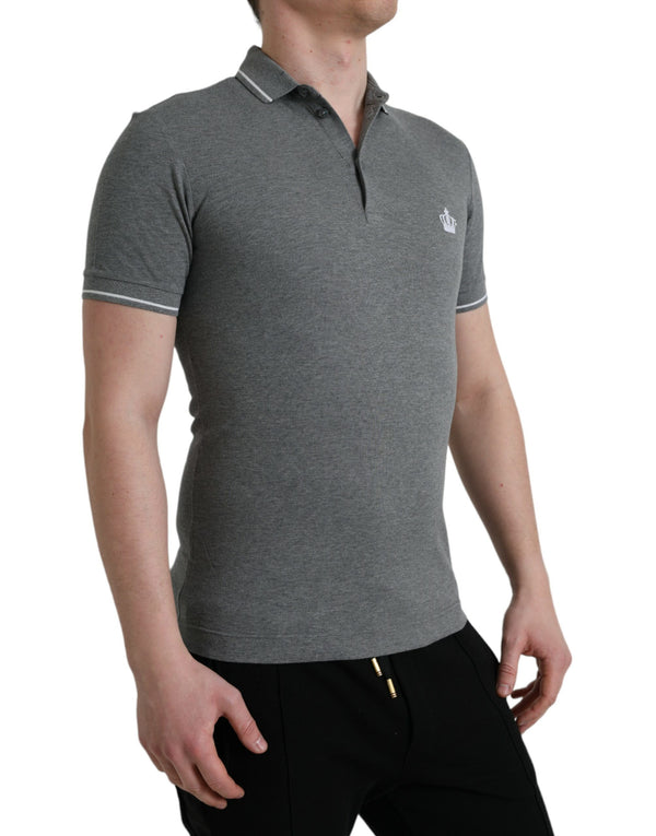 Elegant Grey Cotton Polo T-Shirt Dolce & Gabbana