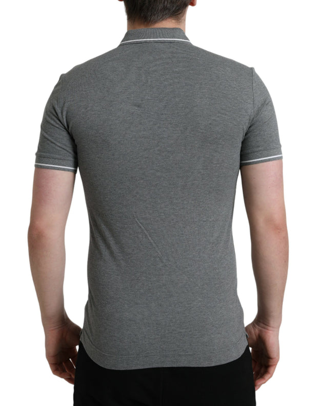 Elegant Grey Cotton Polo T-Shirt Dolce & Gabbana