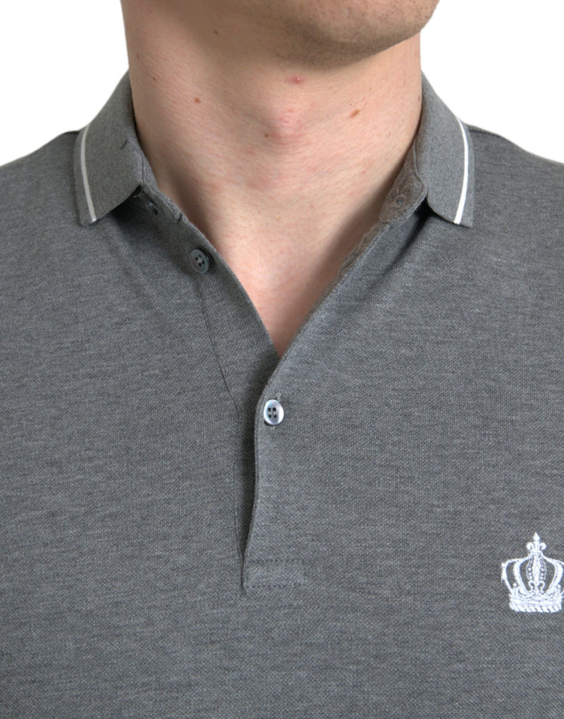 Elegant Grey Cotton Polo T-Shirt Dolce & Gabbana