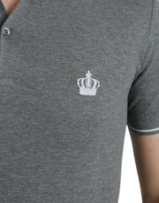 Elegant Grey Cotton Polo T-Shirt Dolce & Gabbana