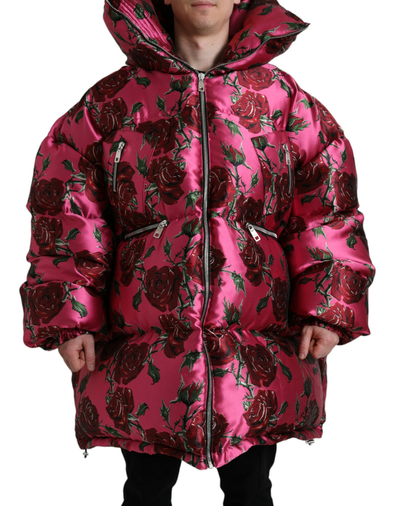 Elegant Rose Print Quilted Jacket Dolce & Gabbana