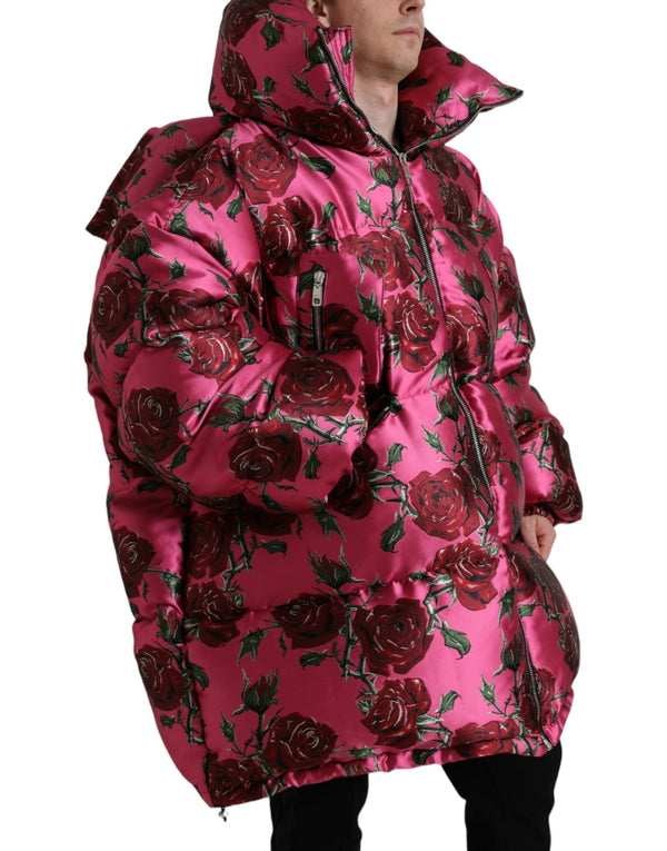 Elegant Rose Print Quilted Jacket Dolce & Gabbana