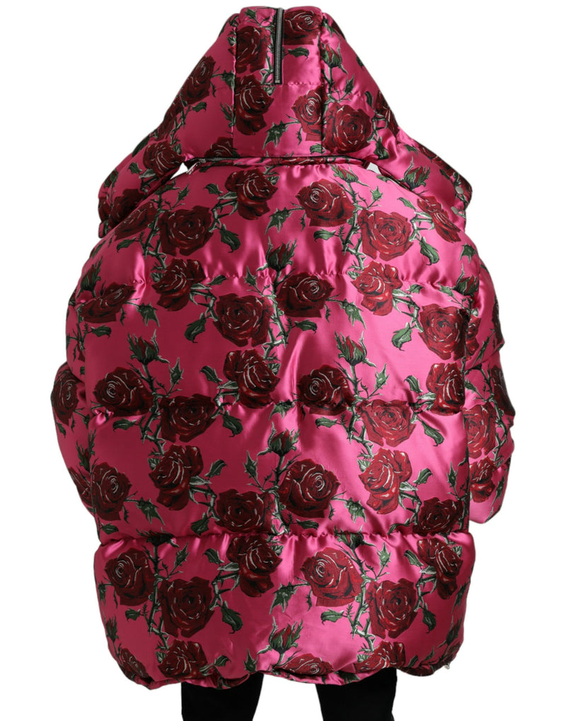 Elegant Rose Print Quilted Jacket Dolce & Gabbana