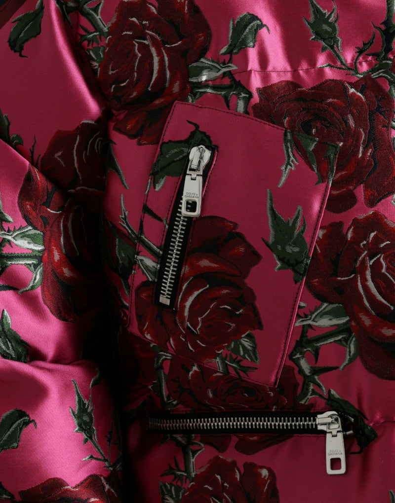 Elegant Rose Print Quilted Jacket Dolce & Gabbana