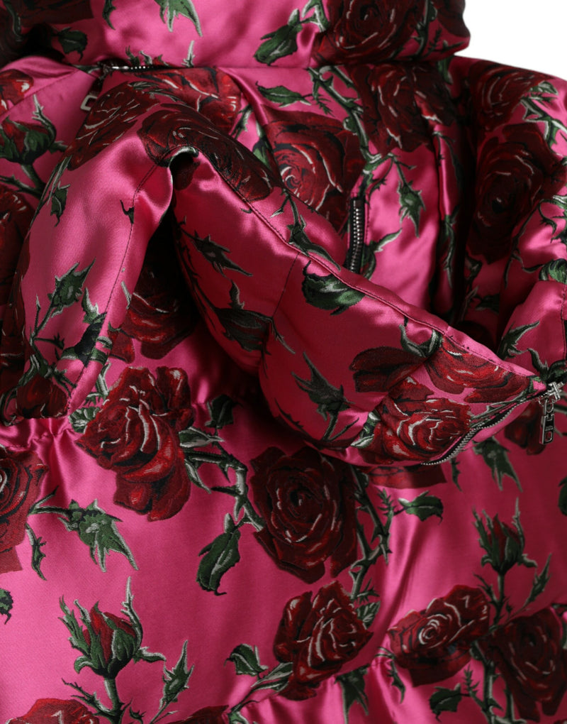 Elegant Rose Print Quilted Jacket Dolce & Gabbana