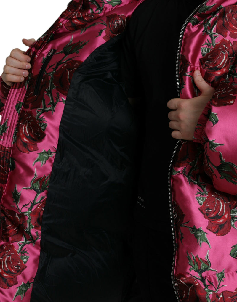 Elegant Rose Print Quilted Jacket Dolce & Gabbana