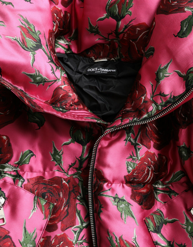 Elegant Rose Print Quilted Jacket Dolce & Gabbana