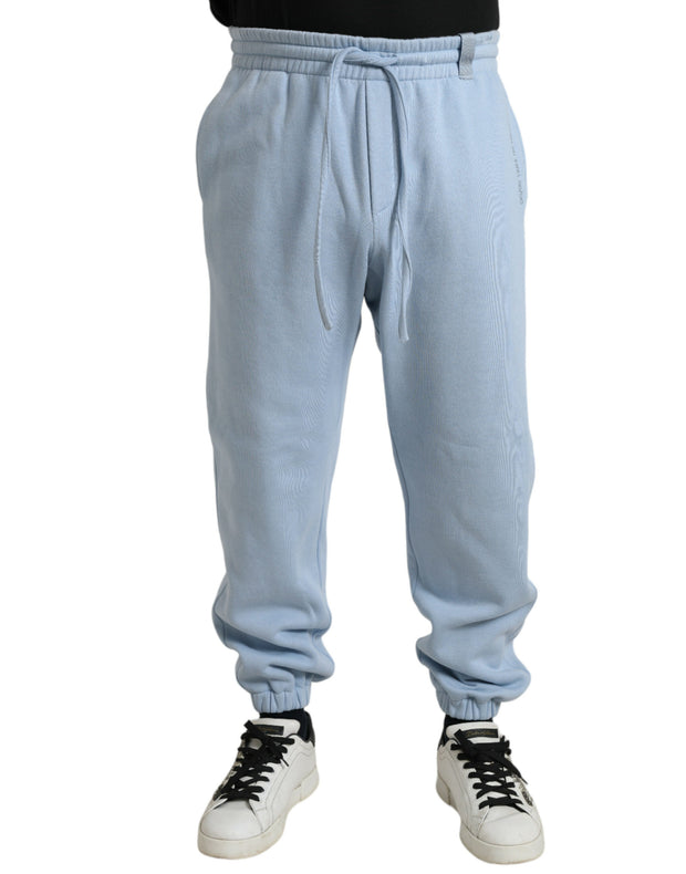 Elegant Light Blue Cotton Blend Joggers Dolce & Gabbana