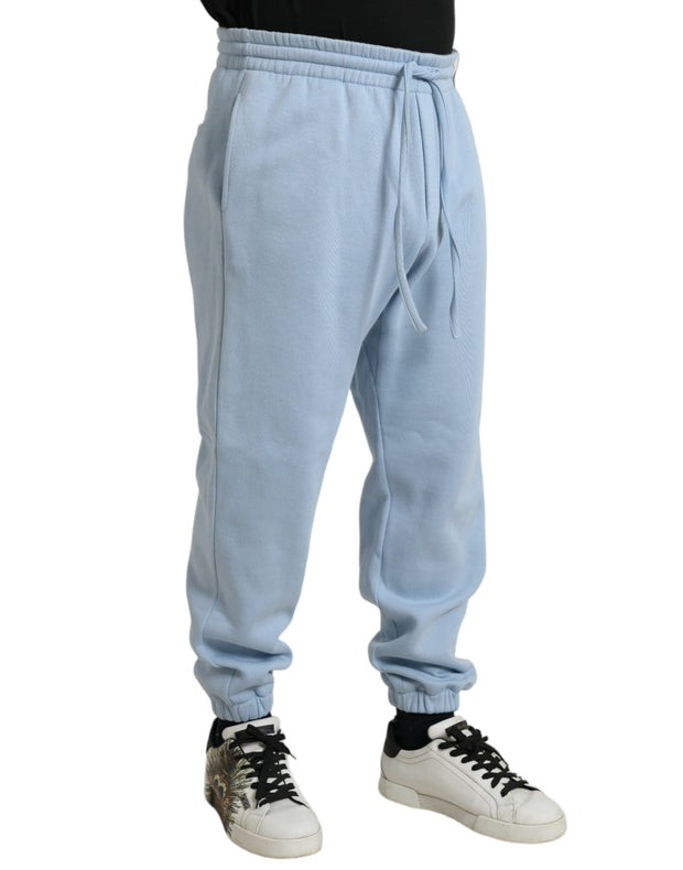 Elegant Light Blue Cotton Blend Joggers Dolce & Gabbana