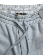 Elegant Light Blue Cotton Blend Joggers Dolce & Gabbana