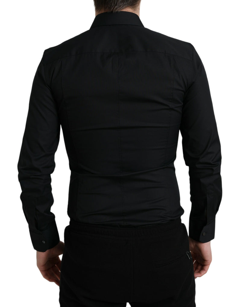 Elegant Black Slim Fit Italian Dress Shirt Dolce & Gabbana